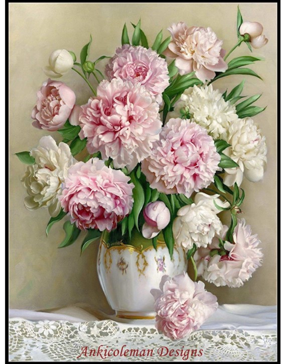 Peony Flowers III – Ankicoleman Designs Cross Stitch