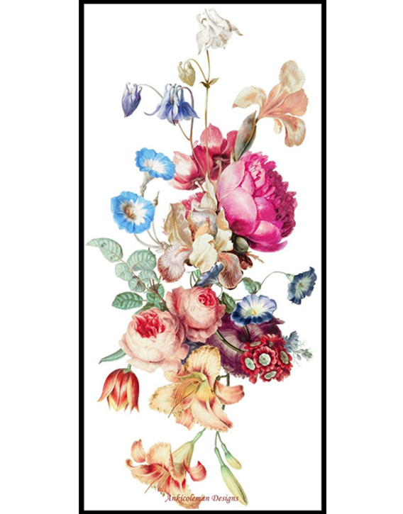 Flowers Vertical Banner 15 Chart Counted Cross Stitch Patterns Needlework