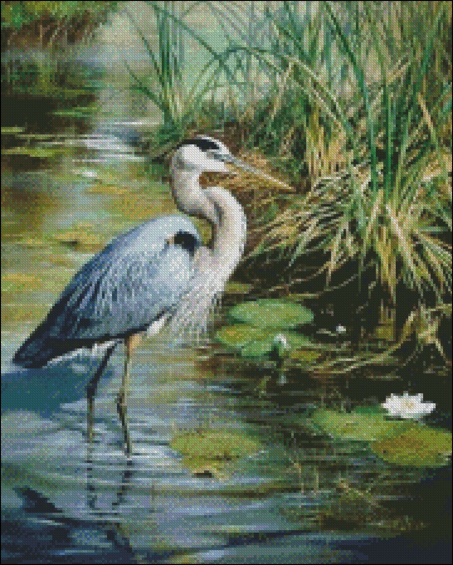 Great Blue Heron – Counted Cross Stitch Patterns/Kits – Color Symbols ...